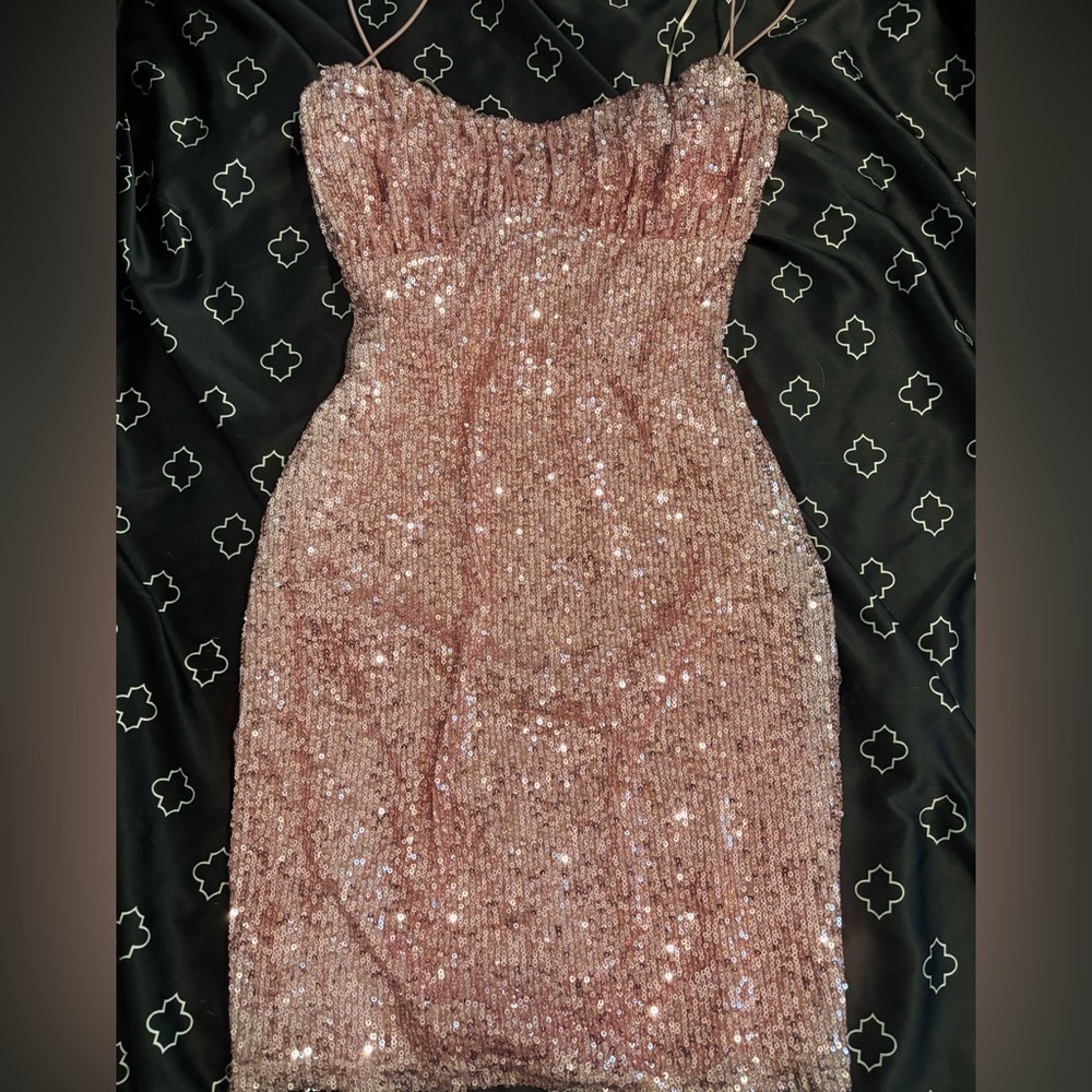 Lovely Day Red Sequin Strapless Maxi Dress (straps are damaged)